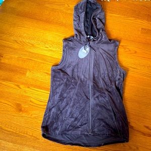 Ladies Greg Norman brand velour vest with hood and zipper